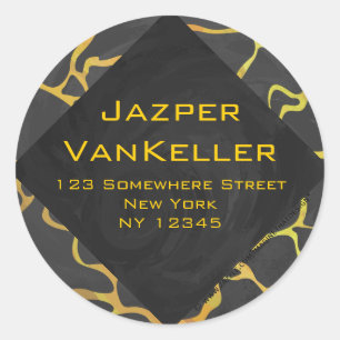 Sticker Rond Impression Giraffe noir et jaune