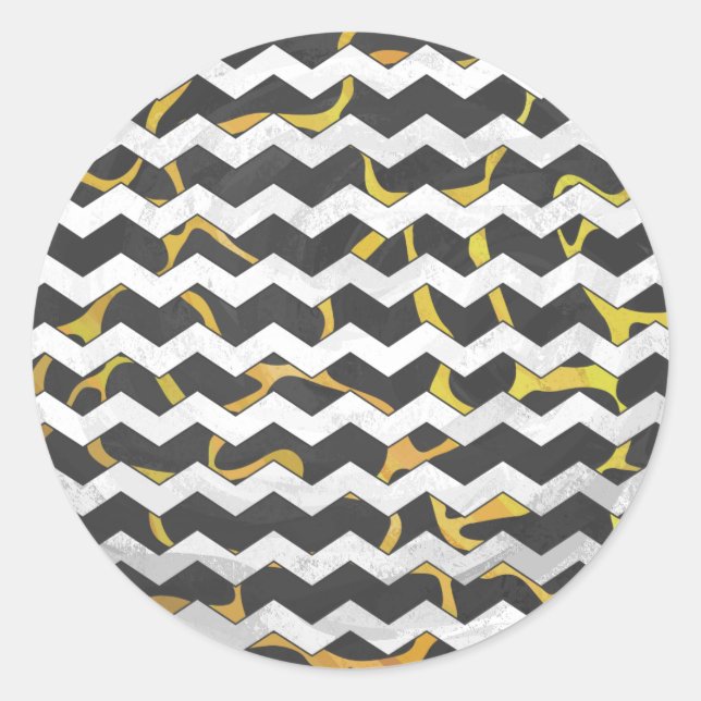Sticker Rond Impression Giraffe noir et jaune (Devant)