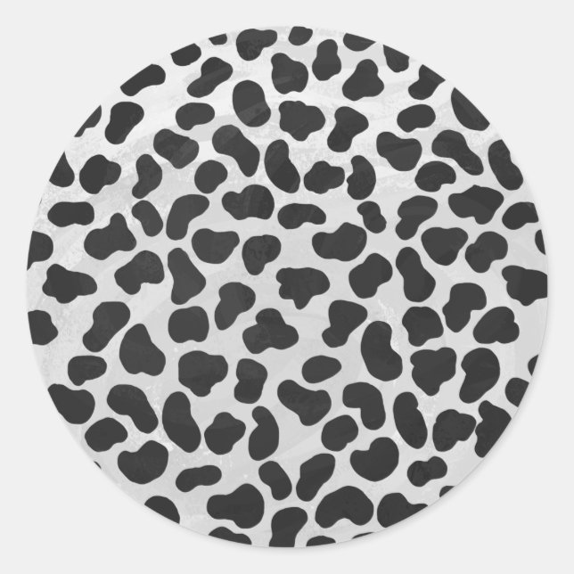 Sticker Rond Impression noire et blanche dalmate (Devant)