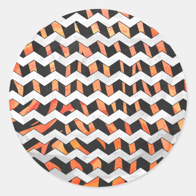 Sticker Rond Impression noire et orange Zebra (Devant)