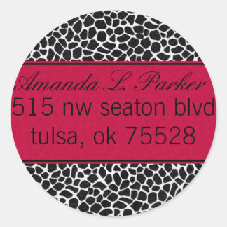 Sticker Rond Impression Rouge et Giraffe