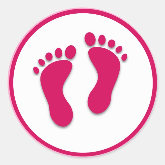 Sticker Rond Imprimantes de pied rose bébé fille (Devant)
