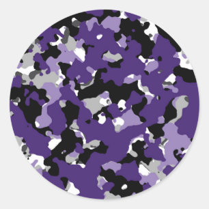 Sticker Rond Imprimé camouflage gris noir violet pour soirée