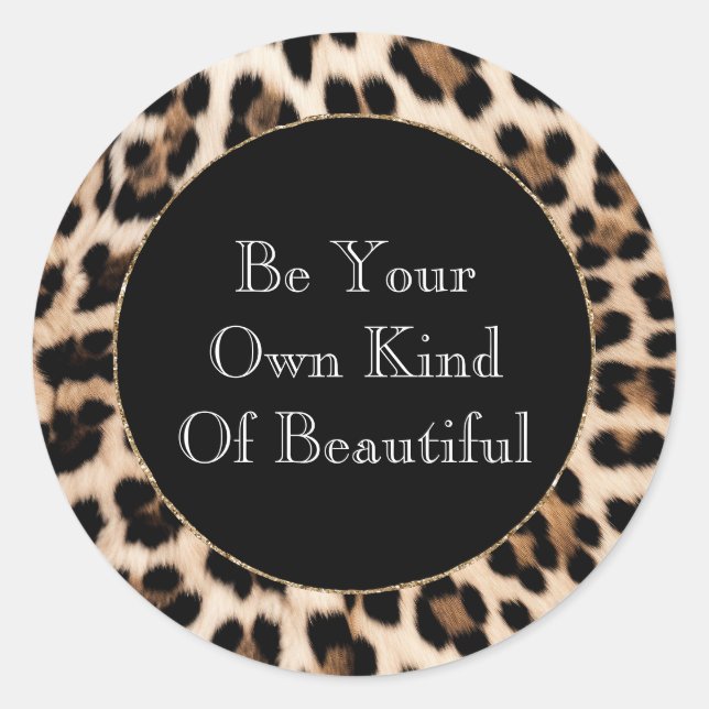 Sticker Rond Imprimé léopard marron crème noir  (Devant)
