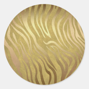 Sticker Rond Imprimé zèbre bronze doré Glam safari jungle