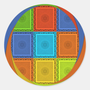 Sticker Rond Imprimer À damiers