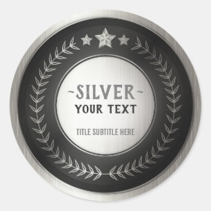 Sticker Rond IMPRIMER do-it-yourself MÉDAILLE Champion d'argent