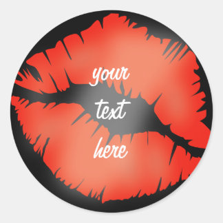 STICKER ROND IMPRIMER LIP 'KISS'