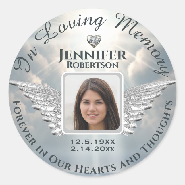 Sticker Rond In Love Memory Photo Silver (Devant)