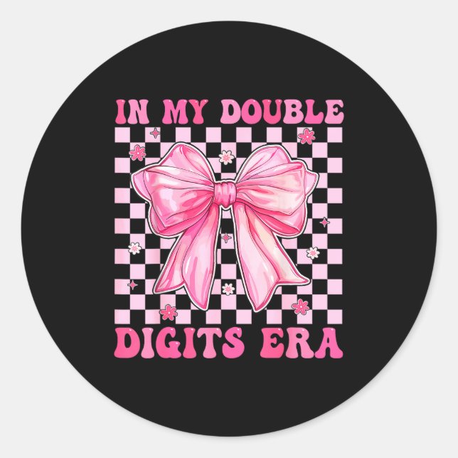 Sticker Rond In My Double Digits Era Coquette Bow 10th Birthday (Devant)