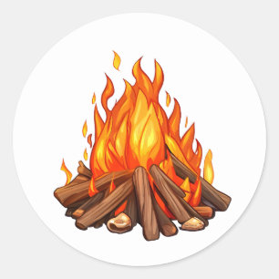 Sticker Rond Incendie de camp