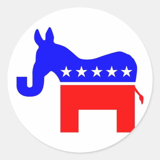 Sticker Rond INDÉPENDANT ET BIPARTISAN - Hybride entre âne et é (Devant)
