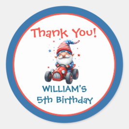 Sticker Rond Independence Day Cute Gnome Birthday