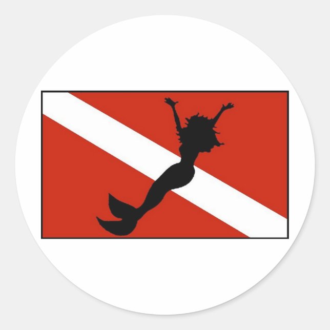 Sticker Rond Indicateur de plongeur Mermaid (Devant)