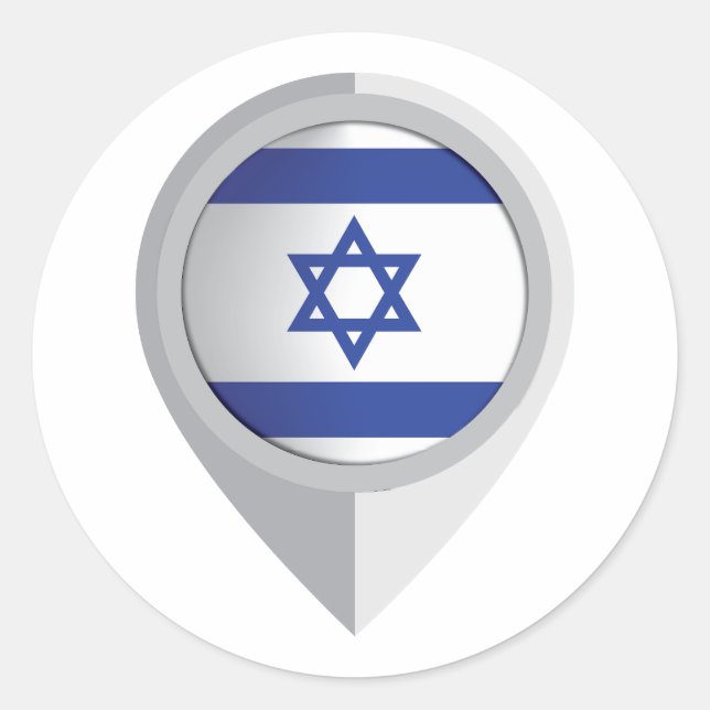 Sticker Rond Indicateur d'emplacement de la broche Israël (Devant)