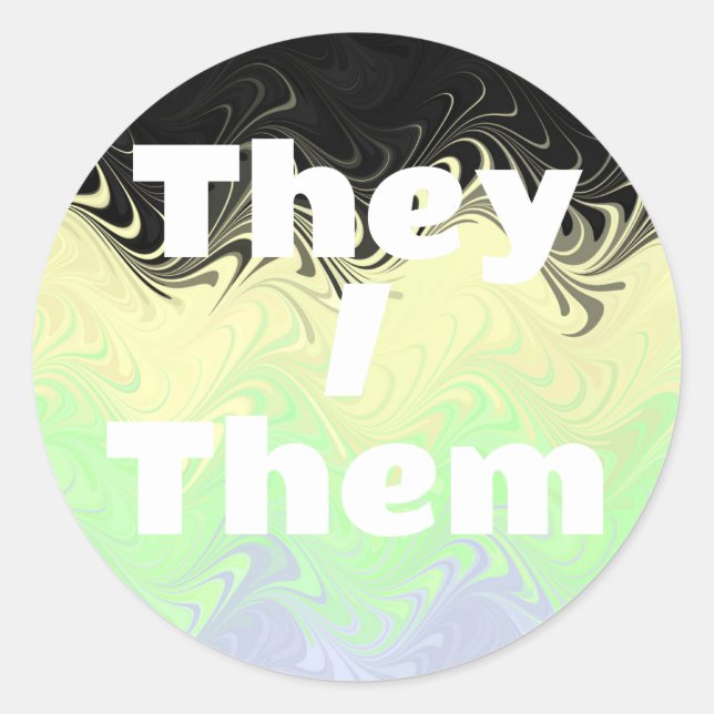 Sticker Rond Indicateur Pronoun Super Cassgender Pride personna (Devant)