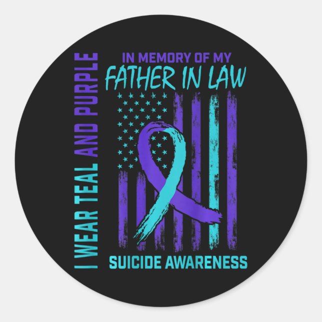 Sticker Rond Indicateur turquoise De Sensibilisation Au Suicide (Devant)