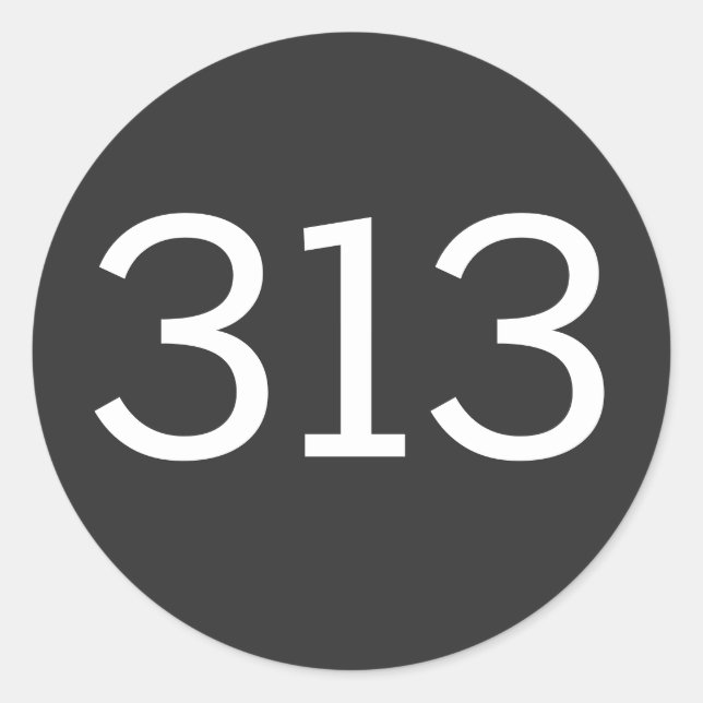 Sticker Rond Indicatif régional 313 (Détroit) (Devant)