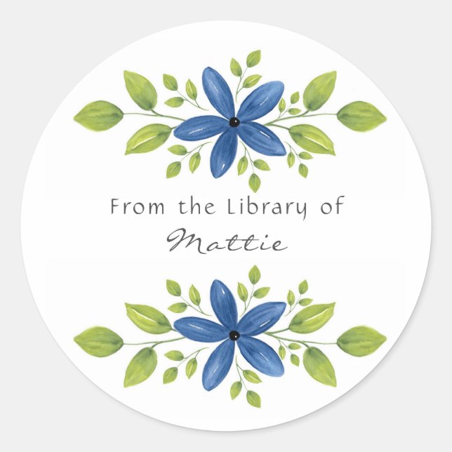 Sticker Rond Indigo Aquarelle Florale Swag 2 (Devant)