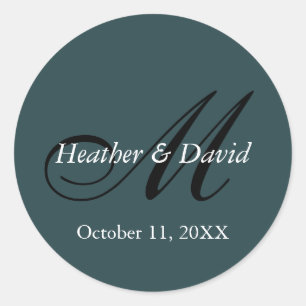 Sticker Rond Indigo Color Stylo mignon Monogram Mariage