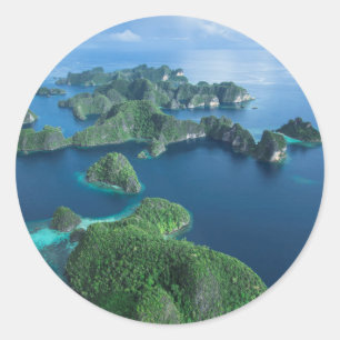 Sticker Rond Indonésie, Papouasie occidentale. Vue aérienne de