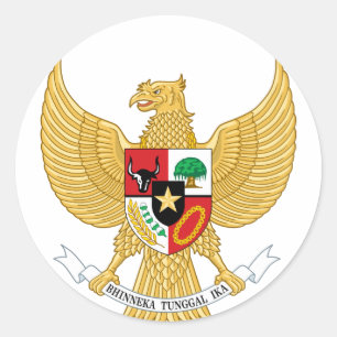 Sticker Rond Indonésie, pièce d'identité, Armoiries