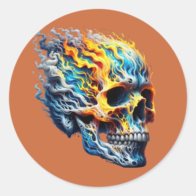 Sticker Rond Inferno Waves Skull (Devant)