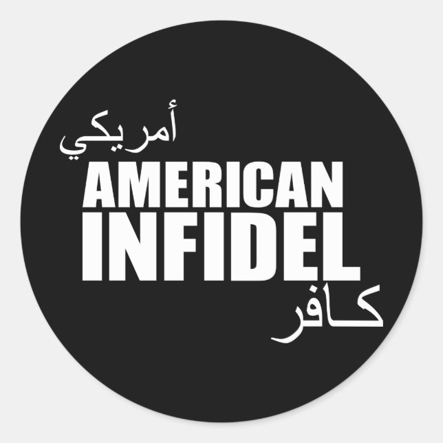 Sticker Rond Infidel américain (Devant)