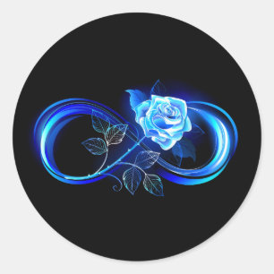 Sticker Rond Infini lumineux avec rose bleue