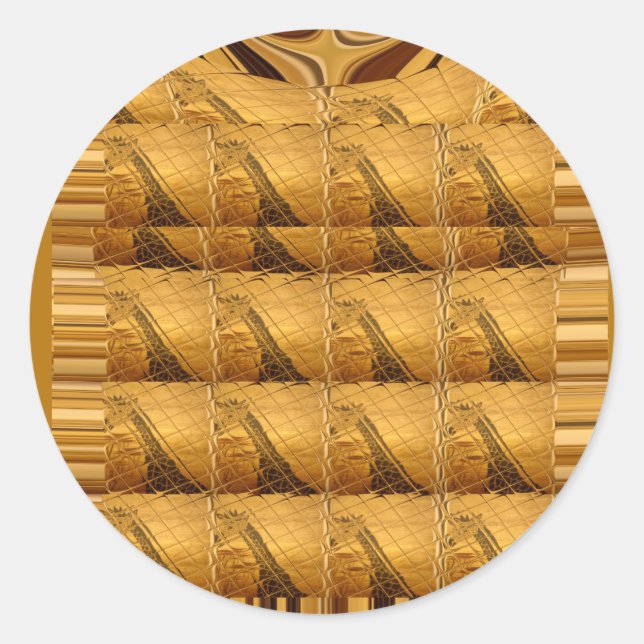 Sticker Rond Infinie Golden Giraffe Animal Motif Art Imprimer (Devant)