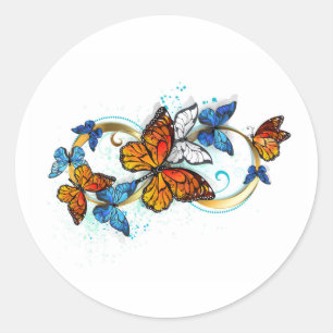 Sticker Rond Infinité de papillons monarques