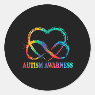 Sticker Rond Infinity Heart Love Sensibilisation sur l'autisme 