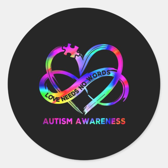 Sticker Rond Infinity Heart Love Sensibilisation sur l'autisme  (Devant)