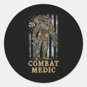 Sticker Rond Infirmier de combat 68w Vétéran Doc
