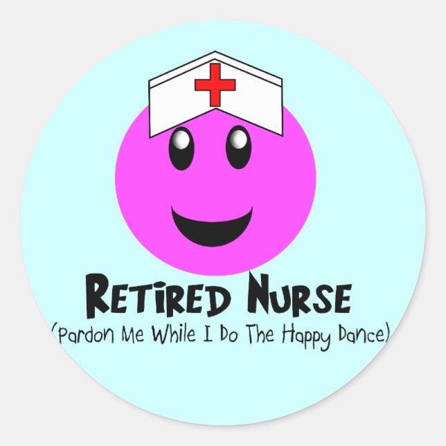 Sticker Rond Infirmière à la retraite Cadeaux "Joyeuse danse ro (Devant)