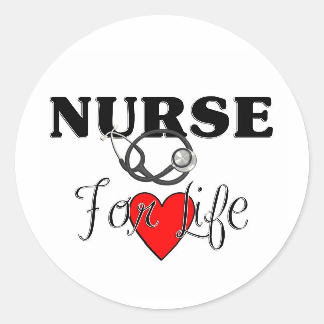 Sticker Rond Infirmière À Vie (Devant)
