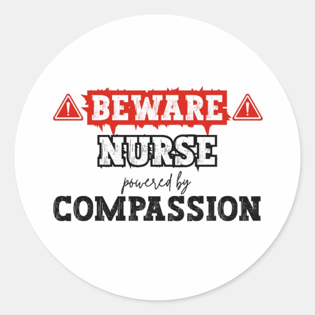 Sticker Rond Infirmière Alimentée Par La Compassion | Infirmièr (Devant)