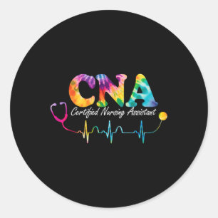 Sticker Rond Infirmière certifiée Istant Tie Dye Cna Infirmière
