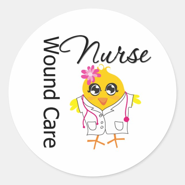 Sticker Rond Infirmière Chick v2 Infirmière en soins dentaires (Devant)