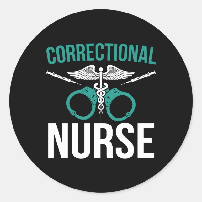Sticker Rond Infirmière correctionnelle Infirmière correctionne (Devant)