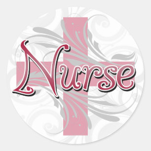 Sticker Rond Infirmière Croix-Rose