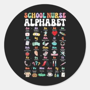 Sticker Rond Infirmière de l'école Abc Mignonne Groovy Alphabet