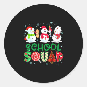 Sticker Rond Infirmière de l'équipe scolaire bonhomme de neige 