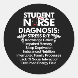 Sticker Rond Infirmière de l'étudiant Diagnostic de soins infir