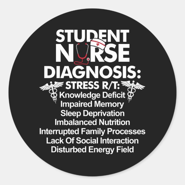 Sticker Rond Infirmière de l'étudiant Diagnostic de soins infir (Devant)
