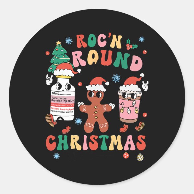 Sticker Rond Infirmière de Noël Roc'n autour de Noël (Devant)