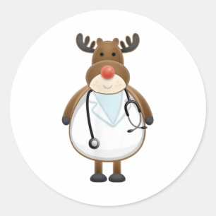 Sticker Rond Infirmière de rennes Médicale avec stéthoscope