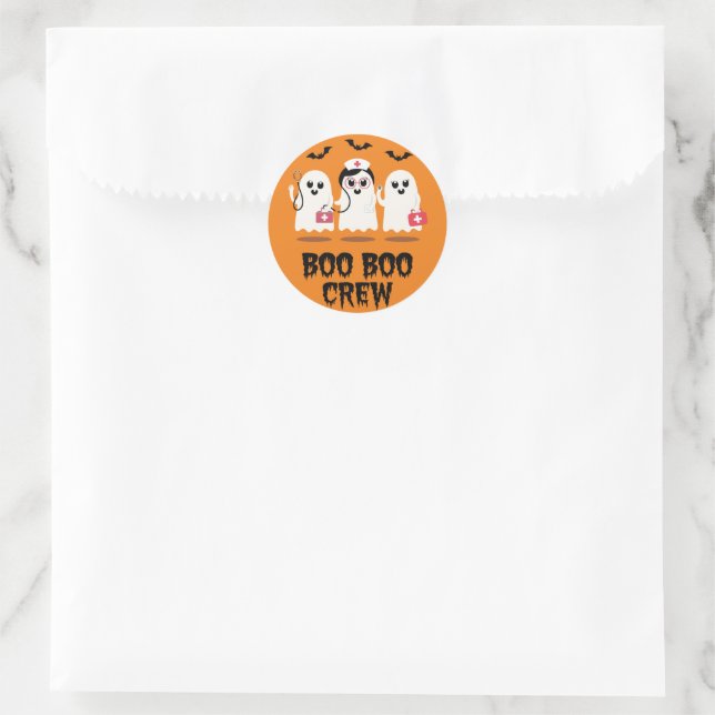 Sticker Rond Infirmière d'Halloween Cute Fantôme Infirmière (Sac)