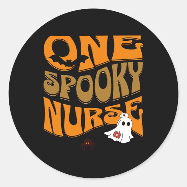 Sticker Rond Infirmière d'Halloween Produit drôle Scary Déplais (Devant)
