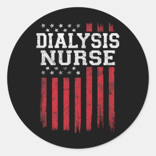 Sticker Rond Infirmière dialyse drapeau américain Patriot Patri